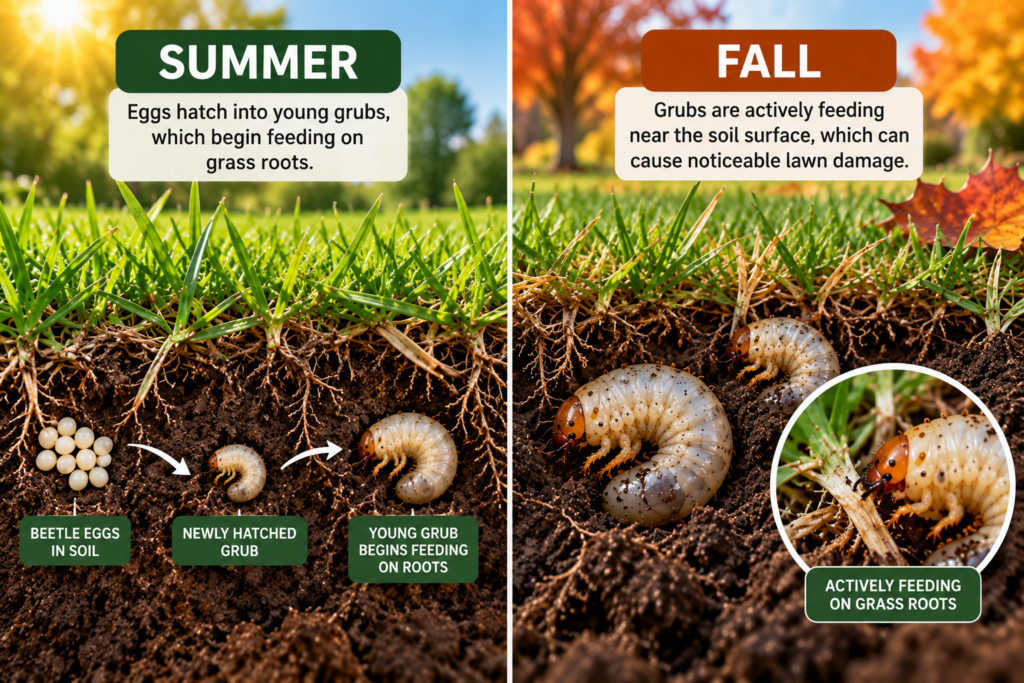 grubworms in fall